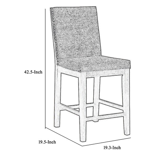 Counter Height Chair with Nailhead Trimmed Sides, Set of 2, Brown and Cream - BM215422