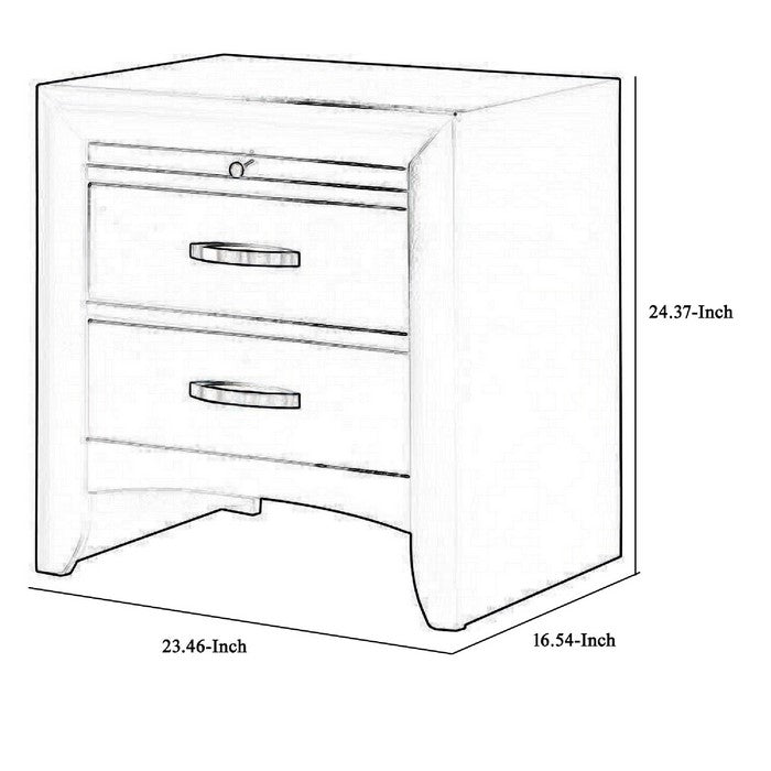 2 Drawer Wooden Nightstand with Pull Out Tray and Knob Pulls, Black - BM215426
