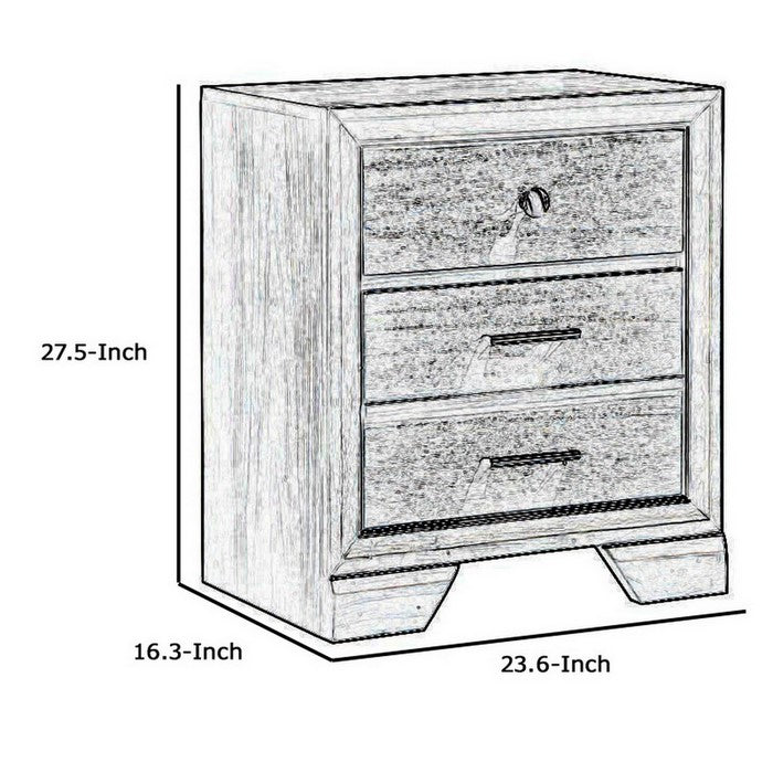2 Drawer Wooden Nightstand with Metal Bar and Knob Pulls, Dark Brown