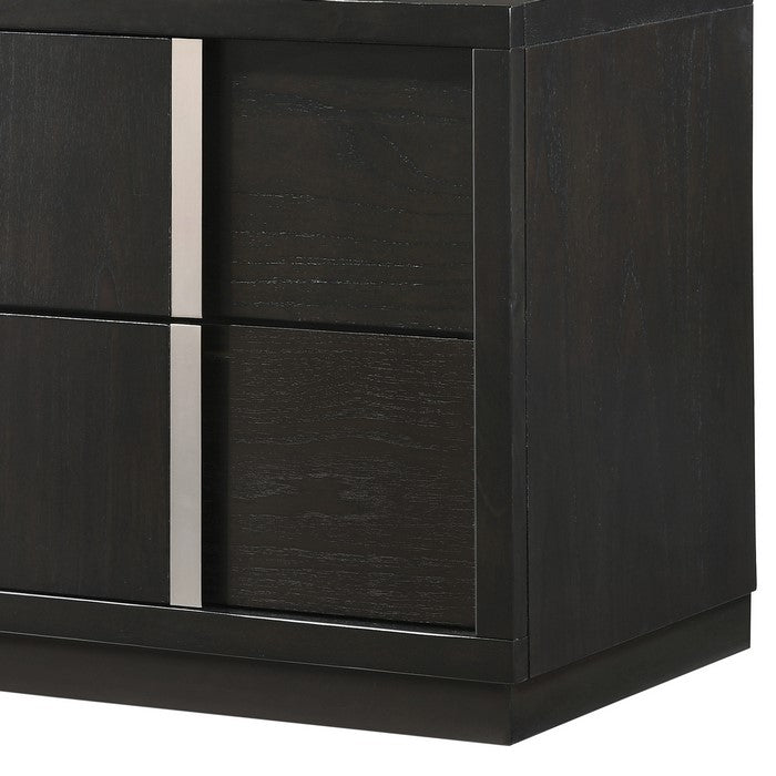 2 Drawer Wooden Nightstand with Metal Accents and Sled Base, Gray - BM215435