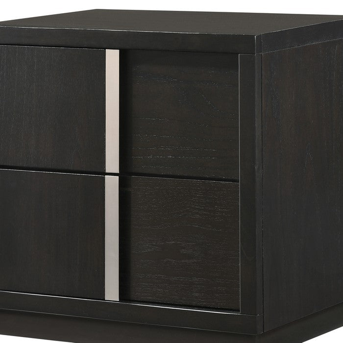 2 Drawer Wooden Nightstand with Metal Accents and Sled Base, Gray - BM215435