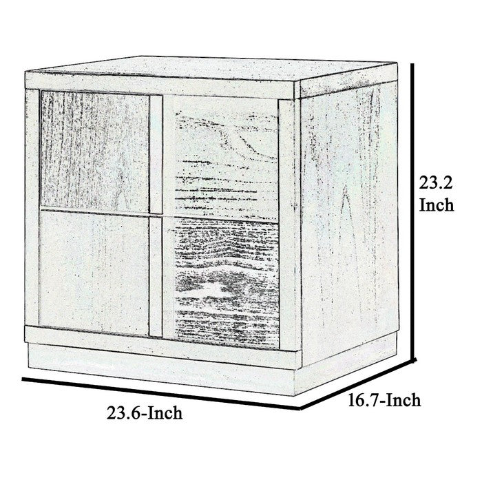 2 Drawer Wooden Nightstand with Metal Accents and Sled Base, Gray - BM215435