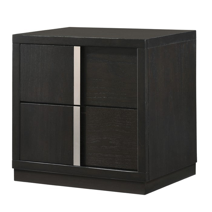 2 Drawer Wooden Nightstand with Metal Accents and Sled Base, Gray - BM215435