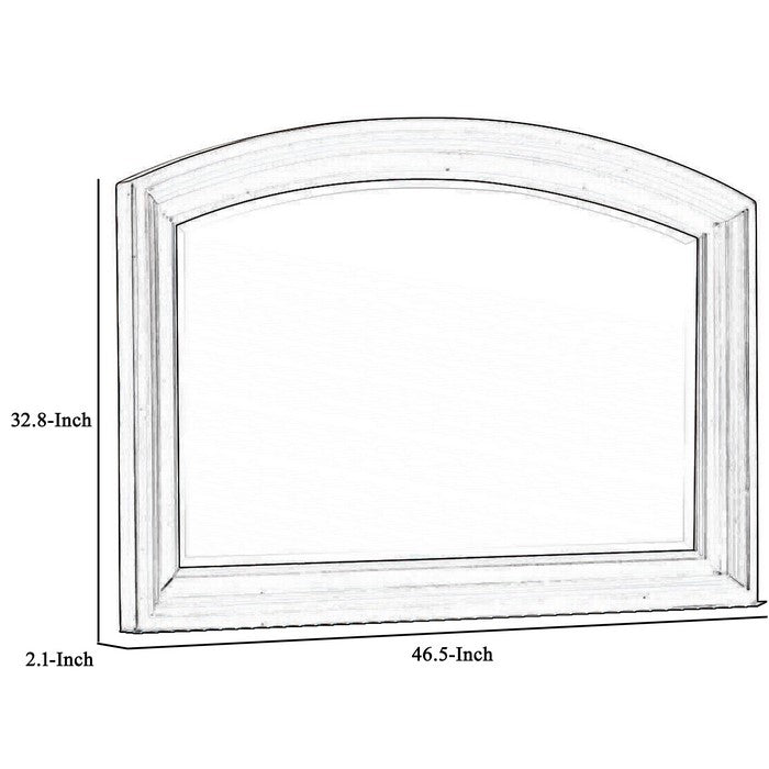 Arch Shape Dresser Top Beveled Mirror with Wooden Frame, Brown and Silver - BM215436
