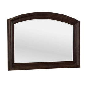 Arch Shape Dresser Top Beveled Mirror with Wooden Frame, Brown and Silver - BM215436