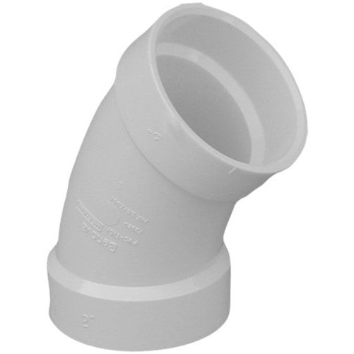 Genova Products 73615 45° Sanitary Elbow Pipe Fitting, 1 1/2"