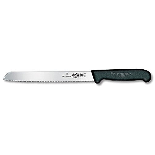 Victorinox Bread, 8" Serrated, Slant Tip, 1.50" At Black Fibrox Pro Handle