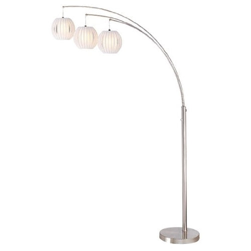 Lite Source LS-8871PS/WHT Deion 3-Lite Arch Lamp, Polished Steel with White Shade