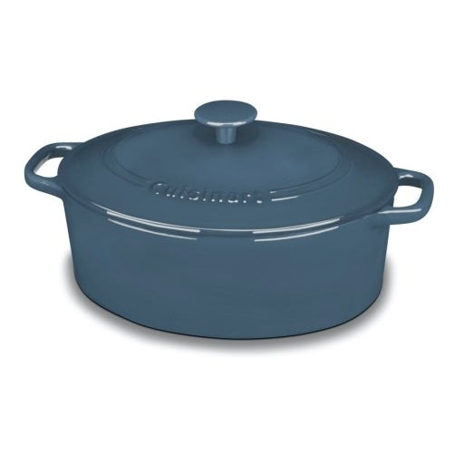 Cuisinart CI755-30BG Chef's Classic Enameled Cast Iron 5-1/2-Quart Oval Covered Casserole, Provencal Blue