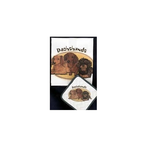 Pipsqueak Productions DP928 Dachshund Dish Towel And Pot Holder Set