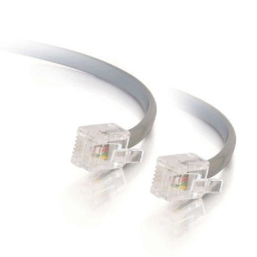C2G/Cables to Go 09593 RJ11 6P4C Straight Modular Cable, Silver (50 Feet/15.24 Meters)