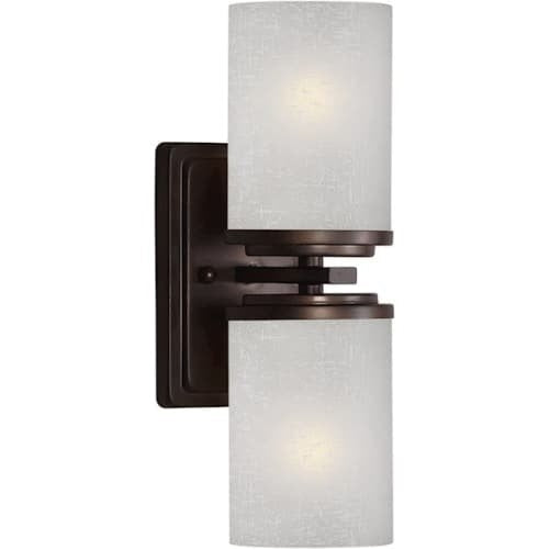 Forte Lighting 2424-02-32 Wall Sconce with Umber Linen Glass Shades, Antique Bronze