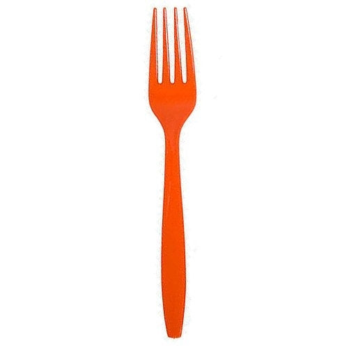 Amscan Reusable Party Forks (20 Piece), Orange, 9 x 4.5