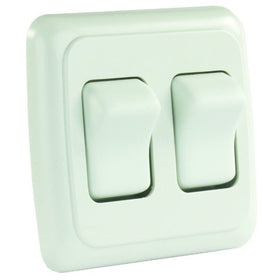 JR Products 12015 White Double SPST On-Off Switch with Bezel