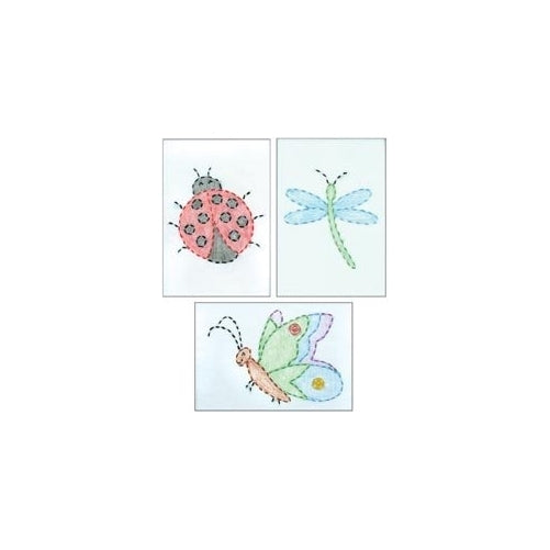 Jacquard Products Stamped Embroidery Kit Beginner Samplers, 6 by 8-Inch, 3-Pack