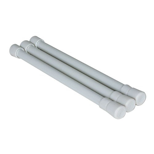 Camco 17" RV Refrigerator Bar, Holds Food and Drinks in Place During Travel, Prevents Messy Spills, Spring Loaded and Extends Between 10" and 17" - White (3 Pack) (44063)
