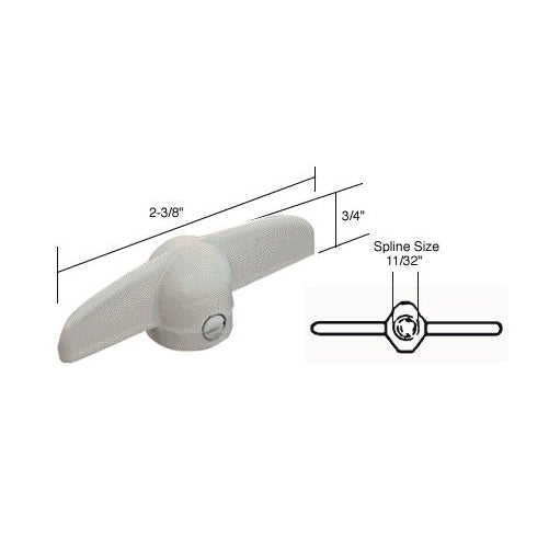 White T-Crank Window Handle 11/32" Spline Size for Truth