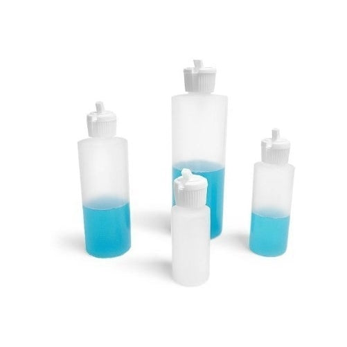 1 Oz Plastic Cylinder Bottles with Flip Top Pour Spout, Pack of 12