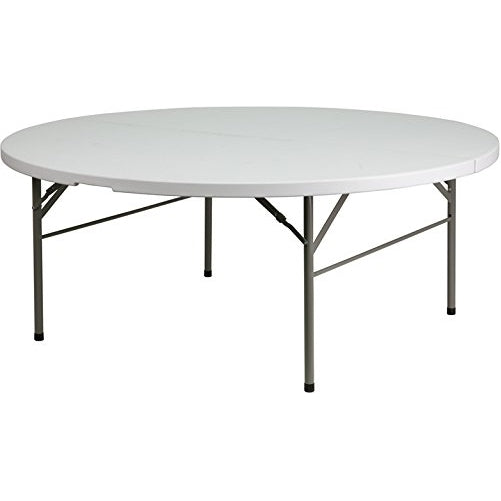 Flash Furniture 72'' Round Bi-Fold Granite White Plastic Folding Table