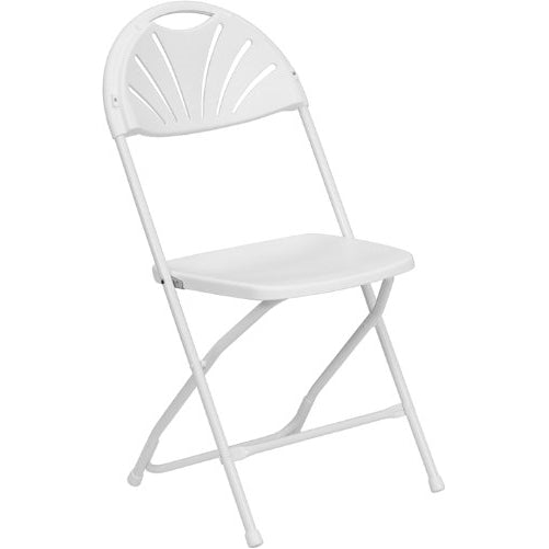 Flash Furniture HERCULES Series 800 lb. Capacity White Plastic Fan Back Folding Chair