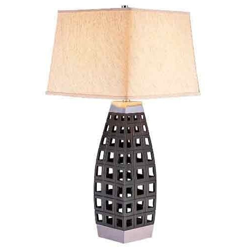 Ore International K-4178T Honeycomb Table Lamp, 14," x 14," x 29,", Dark Brown