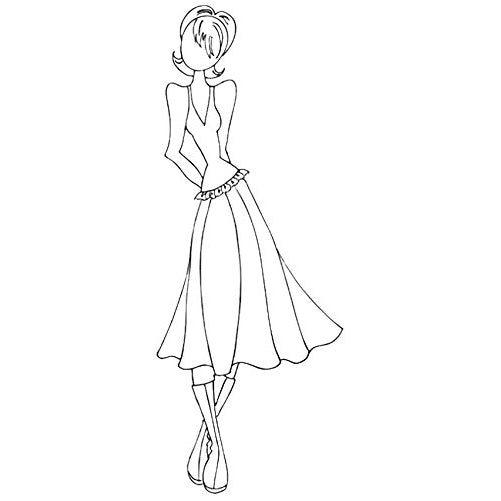 Prima Marketing DOLL9-10389 Mixed Media Doll Cling Rubber Stamp with Short Flip Hairdo, Megan