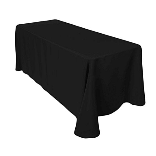 LinenTablecloth 90 x 132-Inch Rectangular Polyester Tablecloth Black