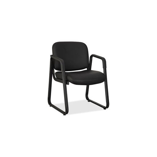 Lorell LLR84577 Leather Guest Chair, 5" Height X 27.2" Width X 63.8" Length, Black