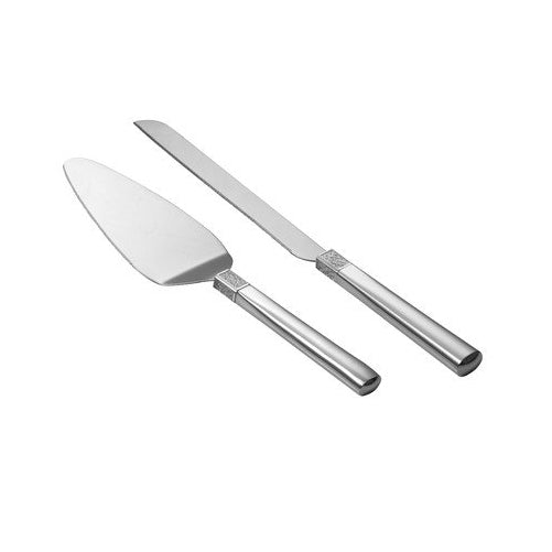 Waterford Lismore Diamond Silver Cake Knife and Server Set (2 Pieces)