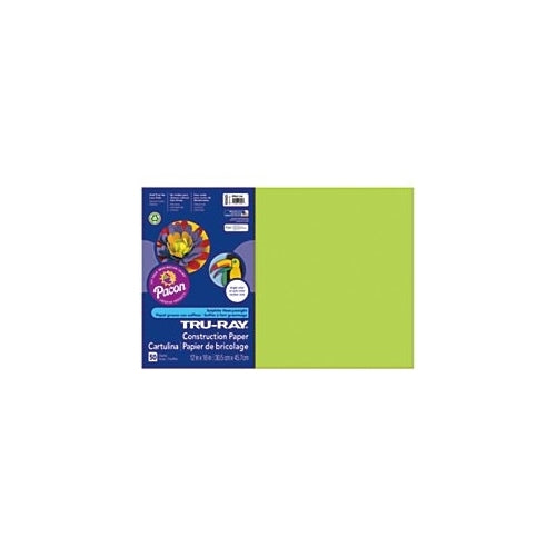 Pacon Tru-Ray Construction Paper, 12-Inches by 18-Inches, 50-Count, Brilliant Lime (103425)