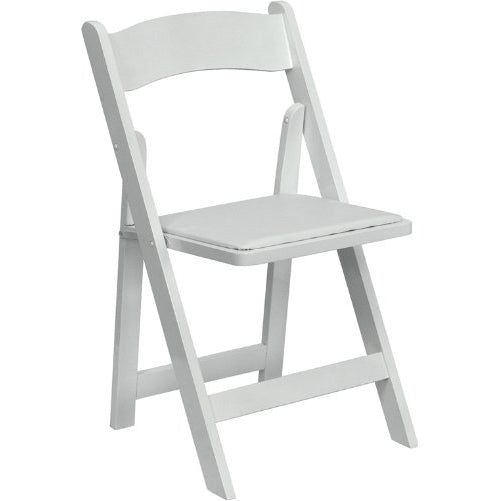 Flash Furniture HERCULES Series White Wood Folding Chair with Vinyl Padded Seat