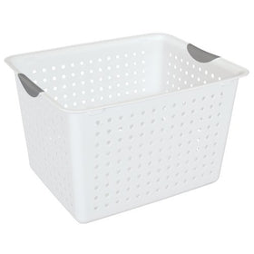 Sterilite 16288006 Deep Ultra Basket, White Basket w/ Titanium Inserts, 6-Pack