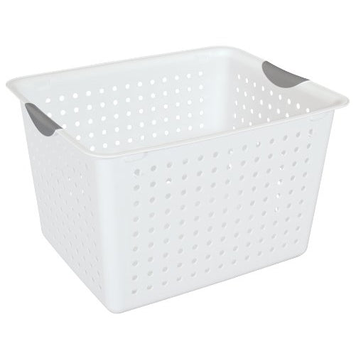 Sterilite 16288006 Deep Ultra Basket, White Basket w/ Titanium Inserts, 6-Pack
