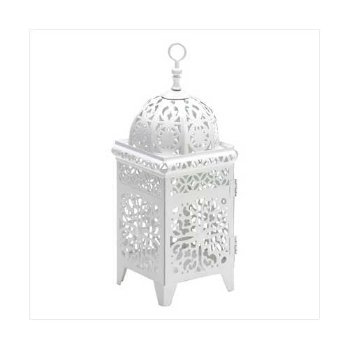 Gifts & Decor White Scrollwork Candleholder Lantern