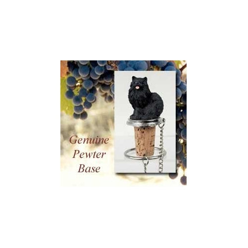 Pomeranian Black Wine Bottle Stopper DTB03B