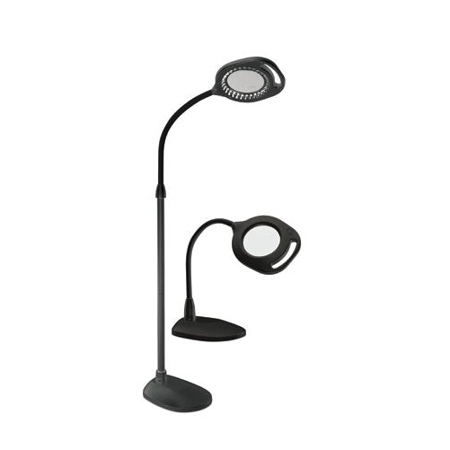 OttLite 438PN9 2-in-1 LED Mag Floor and Table Lamps, 18" x 1.63" x 16.19", Black