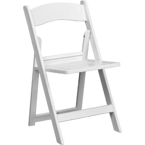 Flash Furniture HERCULES Series 1000 lb. Capacity White Resin Folding Chair with Slatted Seat