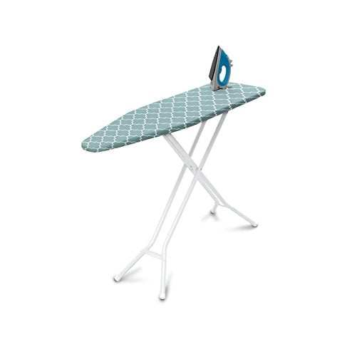 Homz 4-Leg Steel Top Ironing Board, Blue Lattice Cover