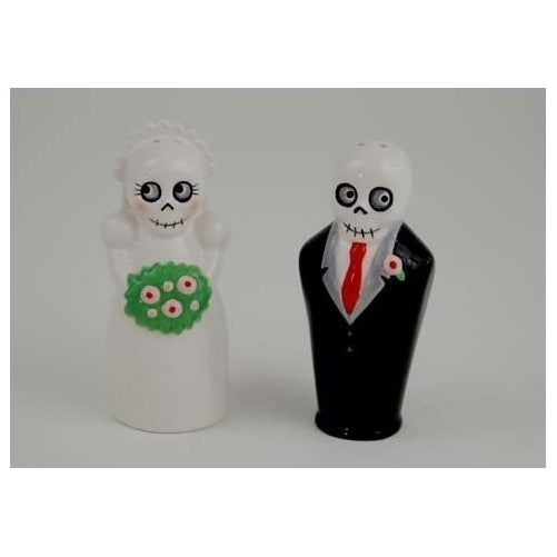 Newlydeads Bride and Groom Ceramic Salt and Pepper Shakers