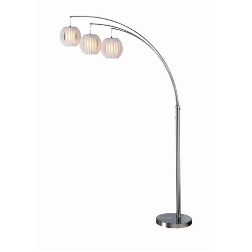 Lite Source LSF-8871PS/WHT Deion 3-Light Arch Floor Lamp, 9.25" x 18.75" x 60.25", Polished Steel Finish/White Vinyl Shade