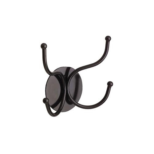 Buddy Products 2 Hook Coat Rack on Round Plate Frame, Steel with Enamel Finish, 2.5 x 7 x 7.25 Inches, Black (93826-4)