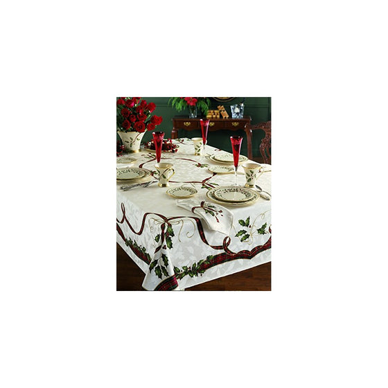 Lenox Holiday Nouveau Tablecloth, 60 by-120-Inch Oblong/Rectangle, Ivory