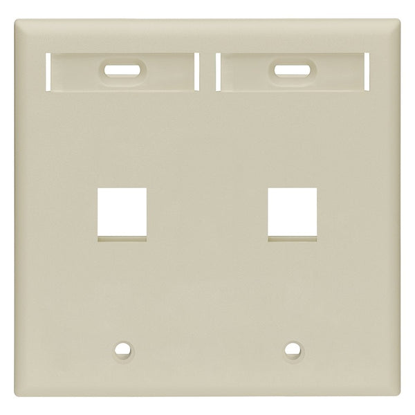 Leviton 42080-2IP 2-Port Dual Gang QuickPort Wallplate with ID Windows, Ivory