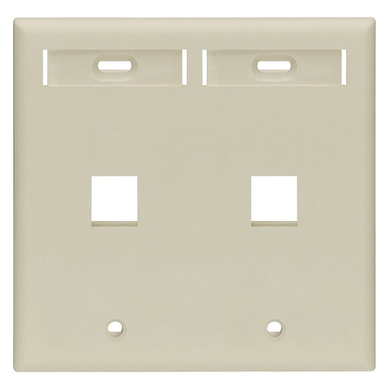 Leviton 42080-2IP 2-Port Dual Gang QuickPort Wallplate with ID Windows, Ivory