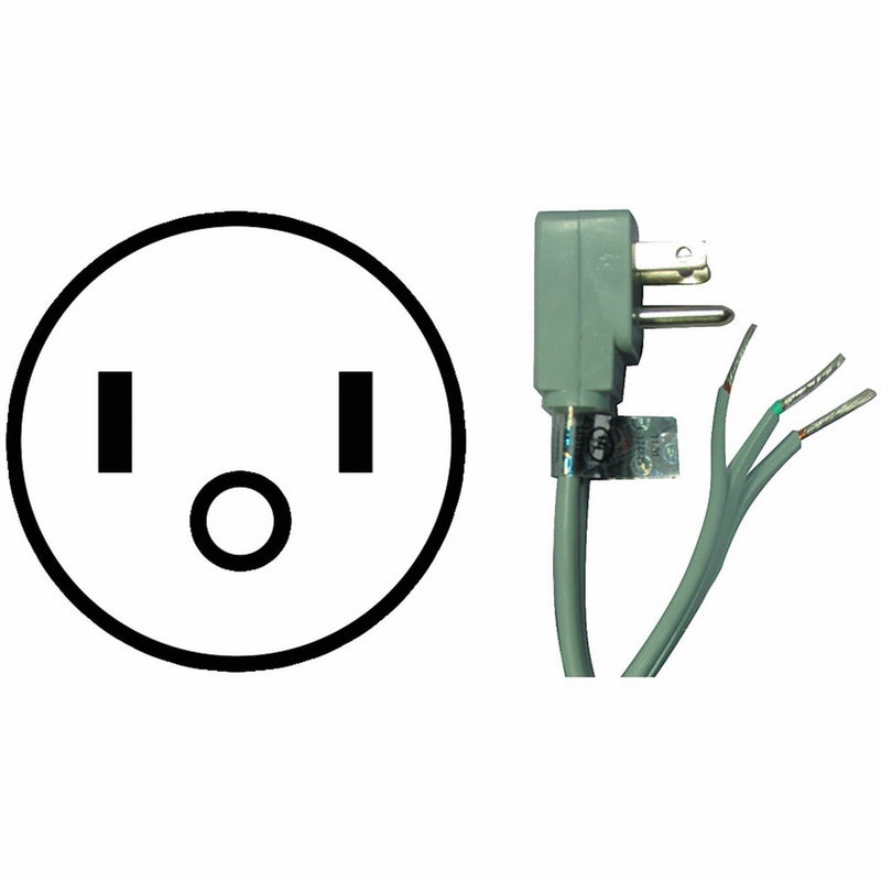 Certified Appliance Accessories 15-Amp 90°-Plug Appliance Power Cord, 5ft