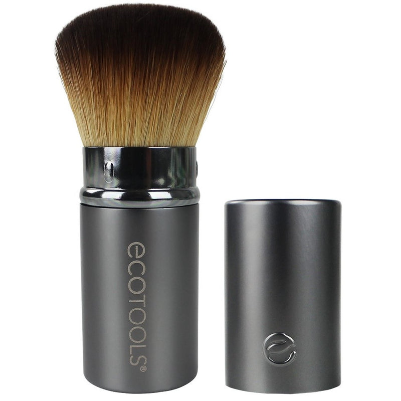 EcoTools Retractable Kabuki, Made with Recycled and Sustainable Materials, Cruelty Free Synthetic Taklon Bristles, Aluminum Ferrule, Recycled Packaging