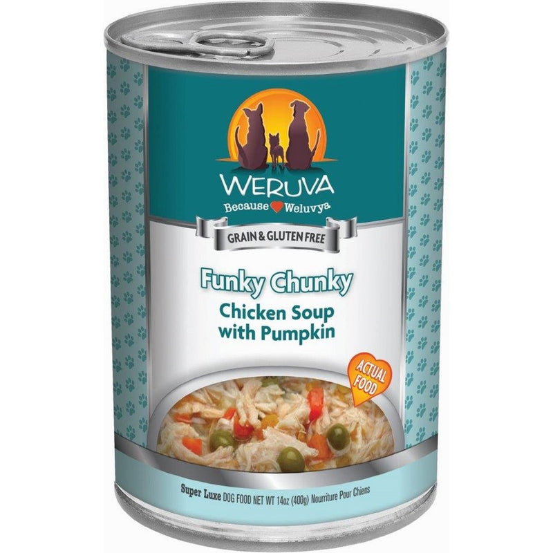 Weruva Classic Dog Food, Funky Chunky Chicken Soup with Chicken Breast & Pumpkin in Gravy, 14oz Can (Pack of 12)