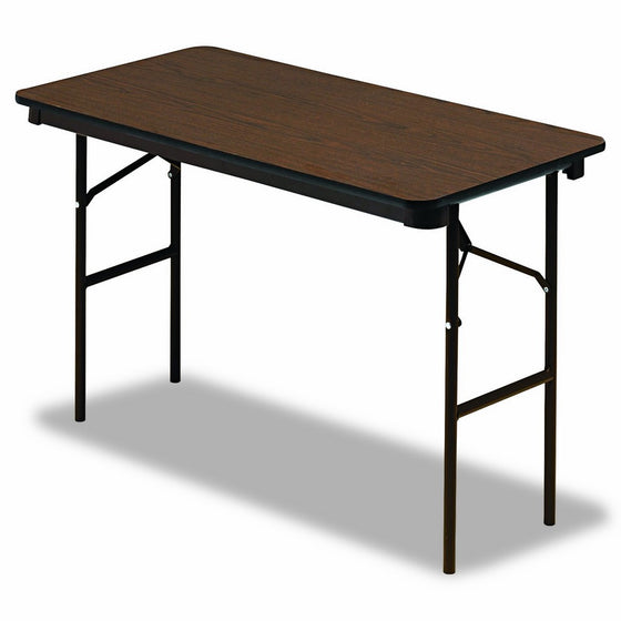 Iceberg ICE55304 Economy Wood Laminate Folding Table with Brown Steel Legs, 24" Length x 48" Width x 29" Height, Walnut