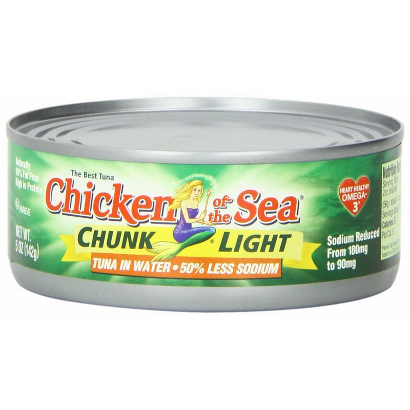 Chicken of the Sea Tuna Chunk Light in Water, 50% Low Sodium, 5-Ounce Cans (Pack of 24)
