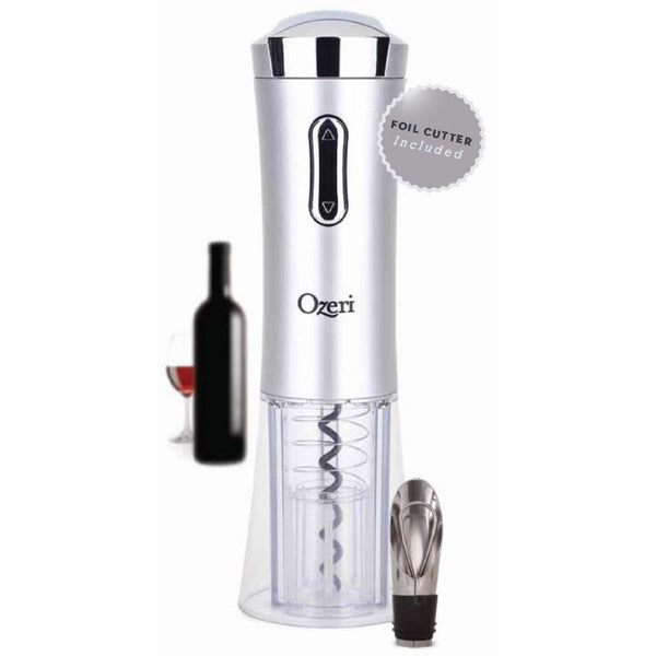 Ozeri Nouveaux II Electric Wine Opener with Foil Cutter, Wine Pourer and Stopper